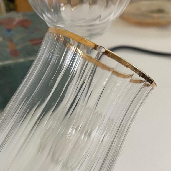 Vintage Set Of Gold Rim Elegant Slim Stem Champagne Glasses / Glass Ware - Picture 4 of 5